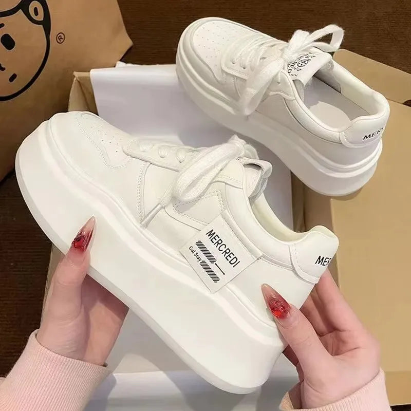 2025 Spring White Platform Sneakers