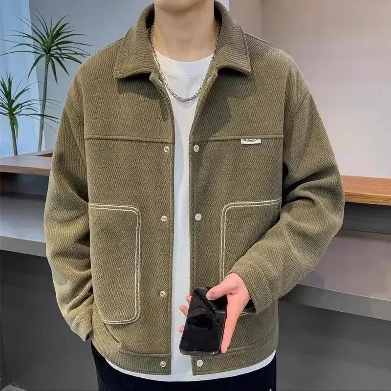 Men’s Casual Jacket – Autumn/Winter 2025, Single Breasted Turn-Down Collar