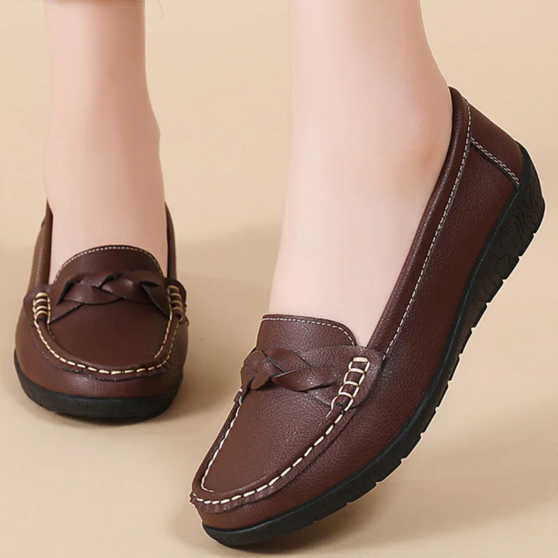Women’s 2025 Loafers – Slip-On PU Flats, Comfortable Casual Shoes