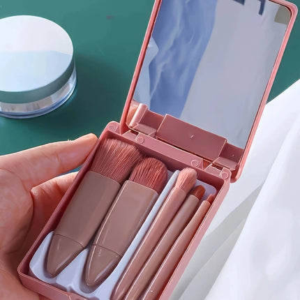 5-Piece Pink Makeup Brush Kit | Complete Set of Professional & Soft Synthetic Hair Brushes | Easy Storage & Carrying