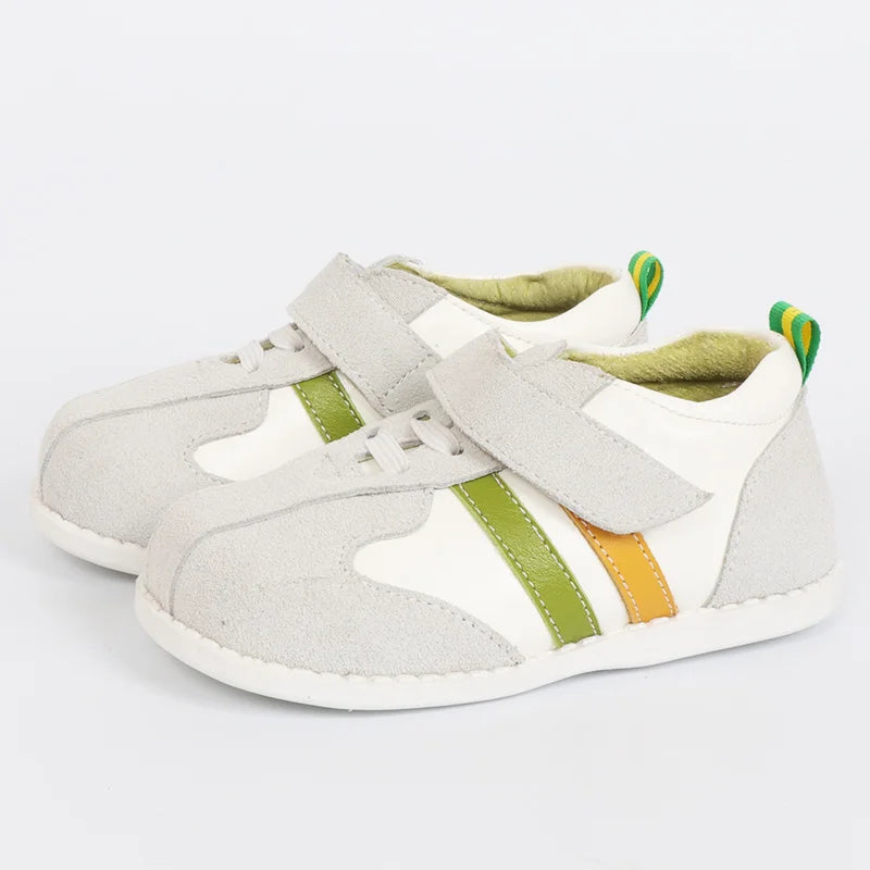 TipsieToes Manufacturer Stock Low Price Real Leather White School Casual Flat Sneaker for Little Boy Girl Kids Teenagers2022