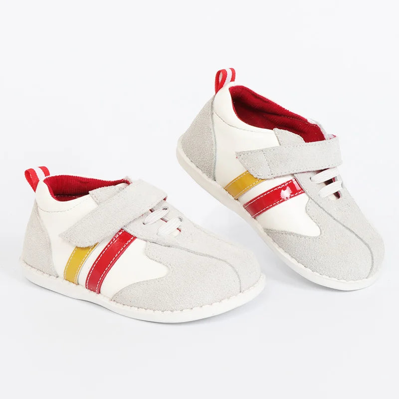 TipsieToes Manufacturer Stock Low Price Real Leather White School Casual Flat Sneaker for Little Boy Girl Kids Teenagers2022