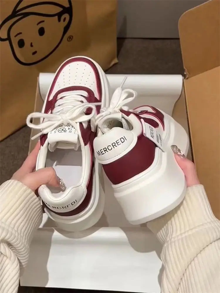 2025 Spring White Platform Sneakers