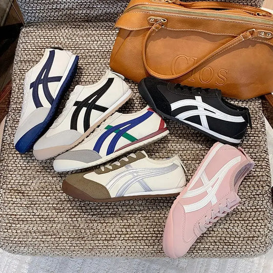 Dexun Women's White Lace-up Sneakers 2025 New Fashion Trend Autumn Flat Sports Casual Board Shoes Forrest Gump