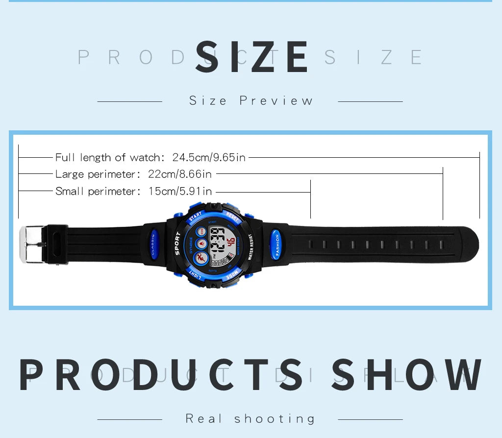 Waterproof Sport Children Watch, LED Digital Kids Watches, Luxury Electronic Watch for Kids Children Boys Girls Gifts