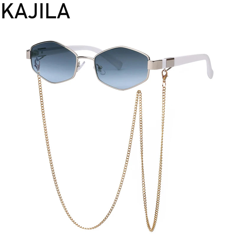 Sexy Small Frame Hexagon, Sunglasses Women With Chain 2025, Luxury Brand Designer Punk Sun Glasses For Ladies Shades Gafas De Sol