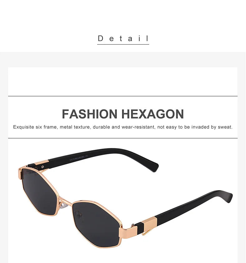Sexy Small Frame Hexagon, Sunglasses Women With Chain 2025, Luxury Brand Designer Punk Sun Glasses For Ladies Shades Gafas De Sol