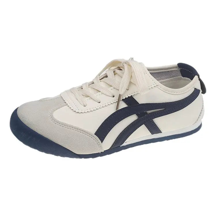 Dexun Women's White Lace-up Sneakers 2025 New Fashion Trend Autumn Flat Sports Casual Board Shoes Forrest Gump