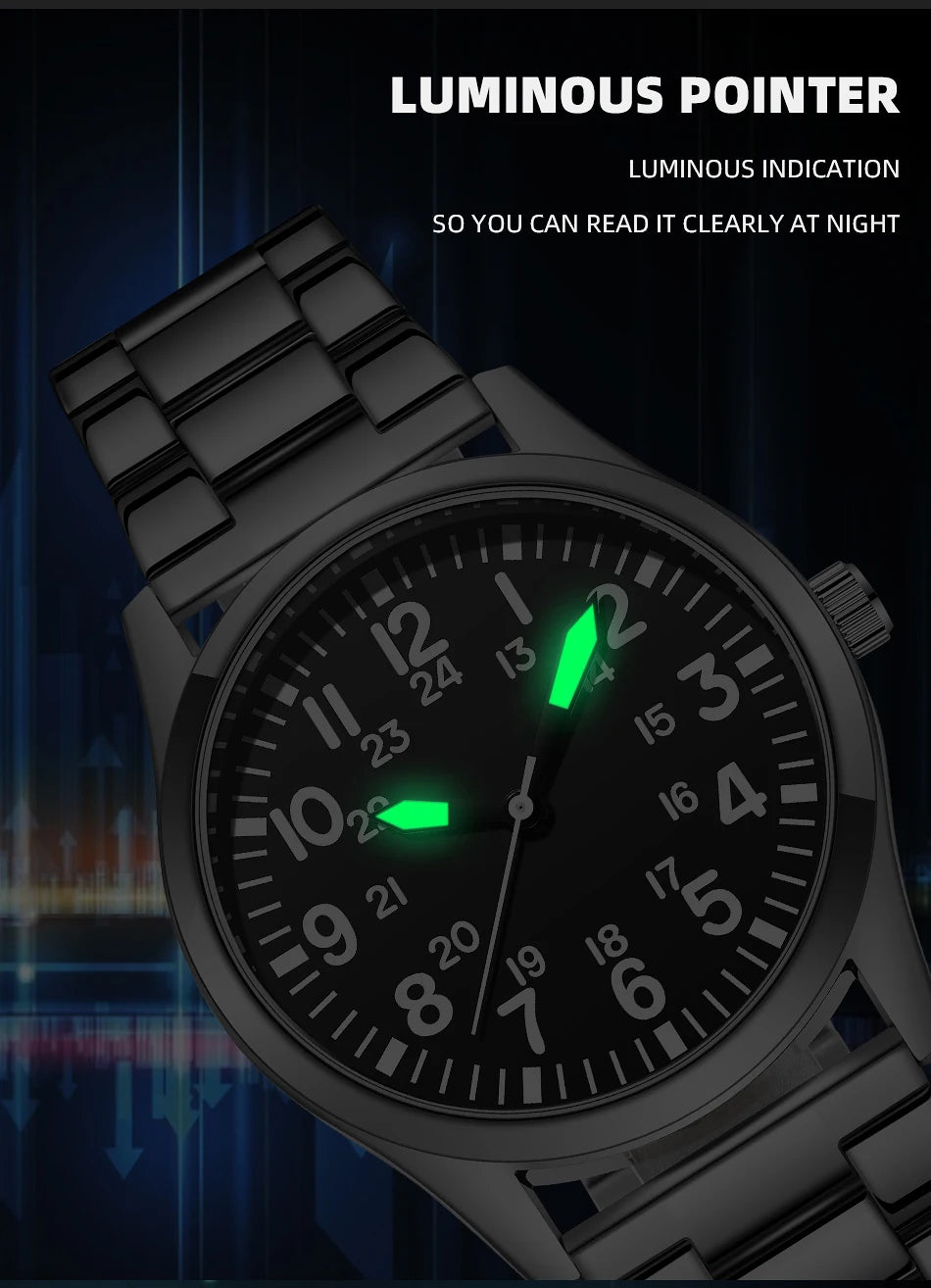 Field Watch with Steel Band, Easy Reading, Japan Movement