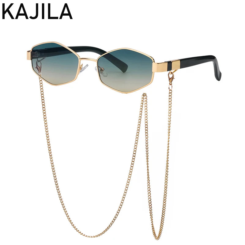 Sexy Small Frame Hexagon, Sunglasses Women With Chain 2025, Luxury Brand Designer Punk Sun Glasses For Ladies Shades Gafas De Sol