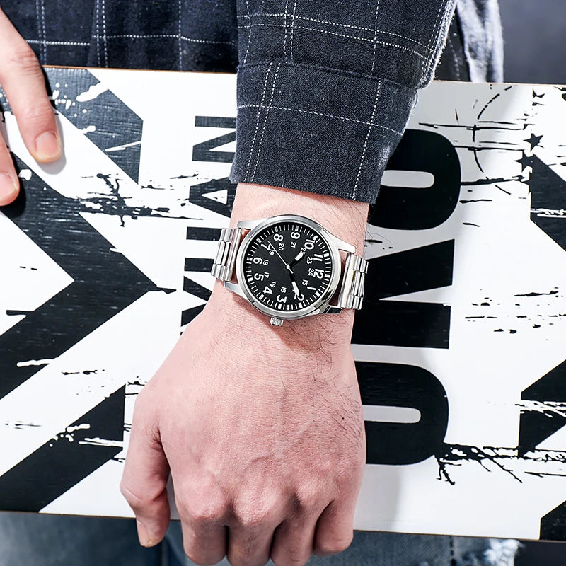 Field Watch with Steel Band, Easy Reading, Japan Movement