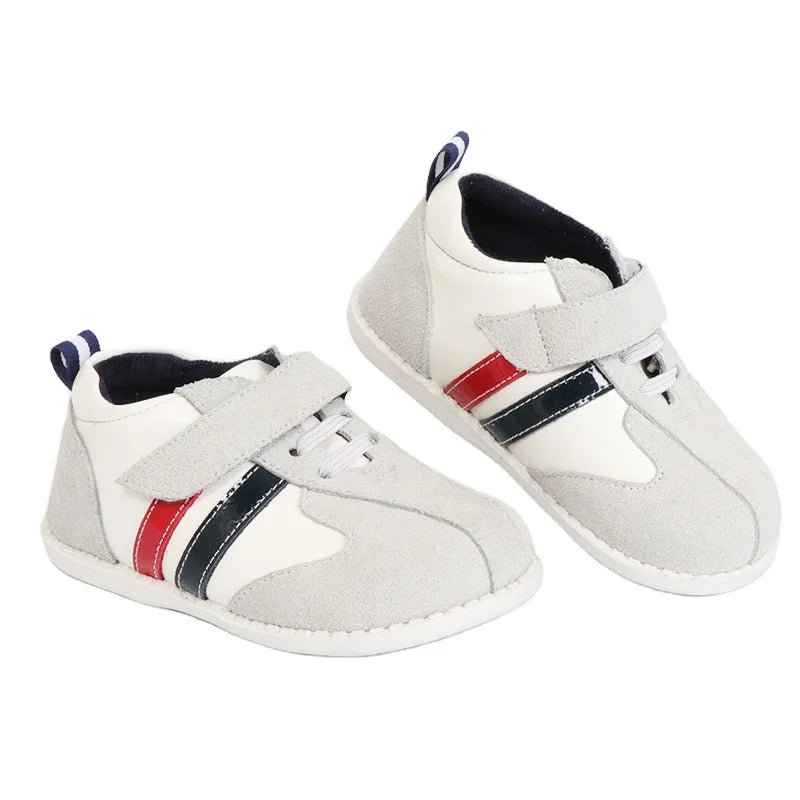 TipsieToes Manufacturer Stock Low Price Real Leather White School Casual Flat Sneaker for Little Boy Girl Kids Teenagers2022
