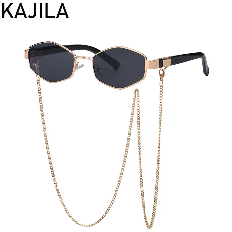 Sexy Small Frame Hexagon, Sunglasses Women With Chain 2025, Luxury Brand Designer Punk Sun Glasses For Ladies Shades Gafas De Sol