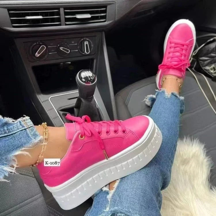 2025 High Quality Women's Casual Running Sneakers Thick Soled Fashionable Walking Shoes for Summer PU Insole