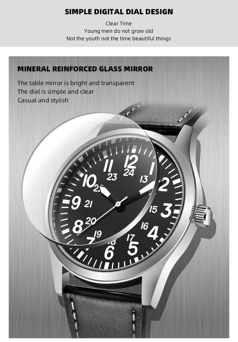 Field Watch with Steel Band, Easy Reading, Japan Movement