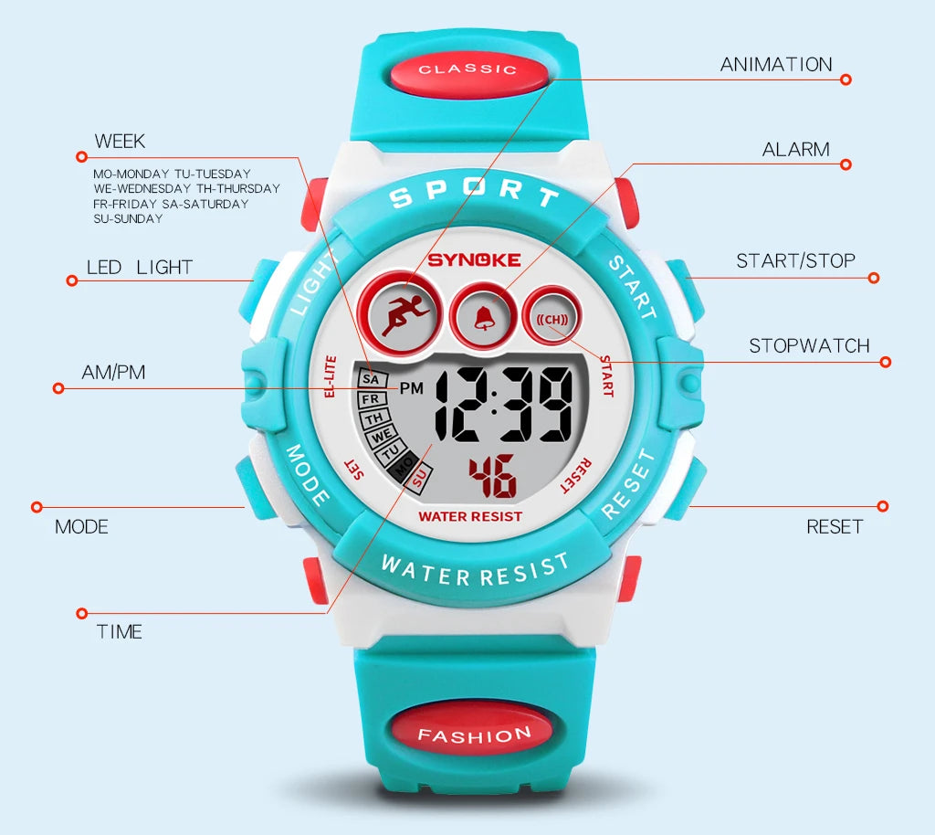 Waterproof Sport Children Watch, LED Digital Kids Watches, Luxury Electronic Watch for Kids Children Boys Girls Gifts