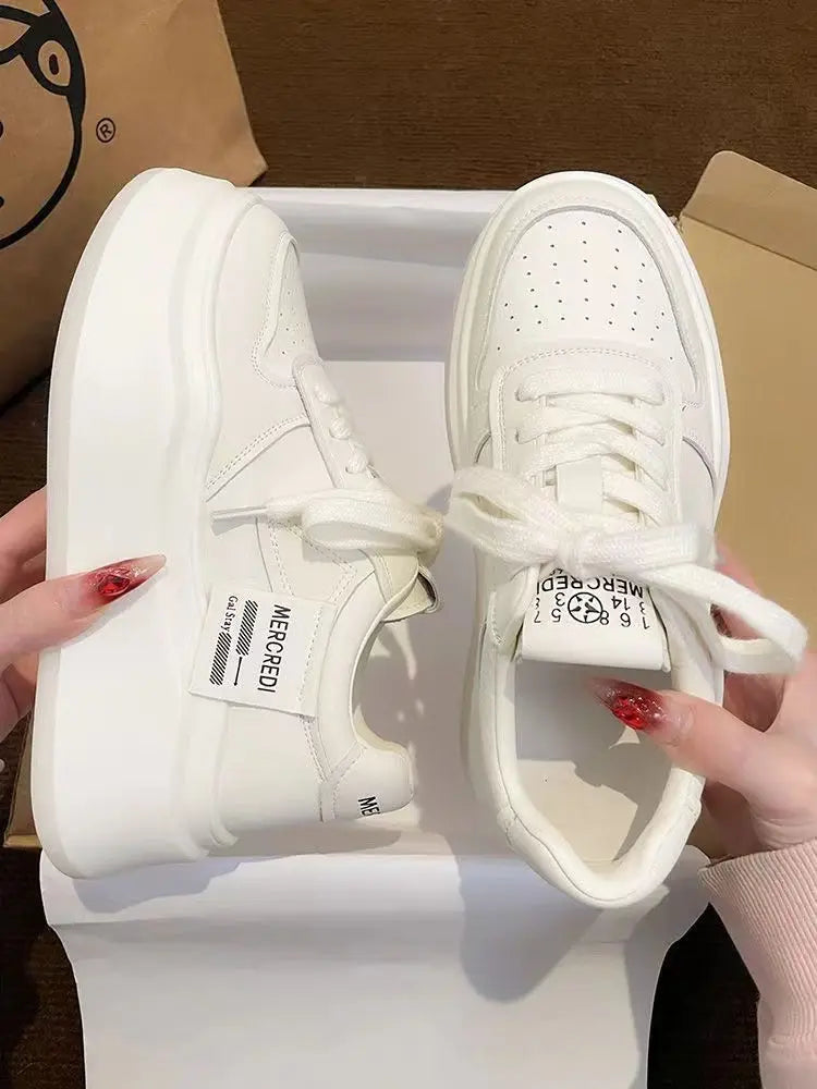 2025 Spring White Platform Sneakers