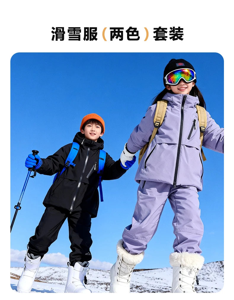 Children's Skiing Wear,Top+Bottom Winter Boys Snowboarding Suit,Girls Ski Suits,Windproof Waterproof Kids Ski Jacket Snow Pants
