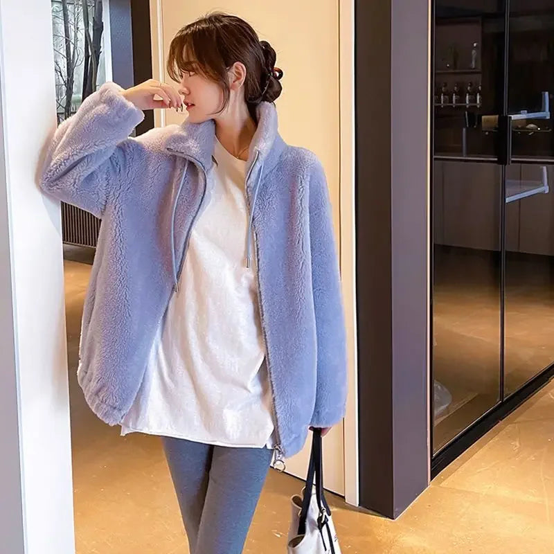 Women’s Casual Jacket – Autumn/Winter 2024, Stand Collar Zipper Coat