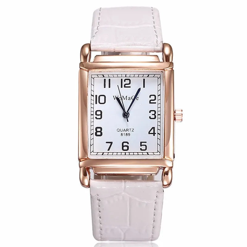 New Fashion Women Watches, Luxury Rectangle, Metal Case, Quartz Wrist Watch, Leather Belt, Top Brand Casual Ladies Watch, Reloj Mujer