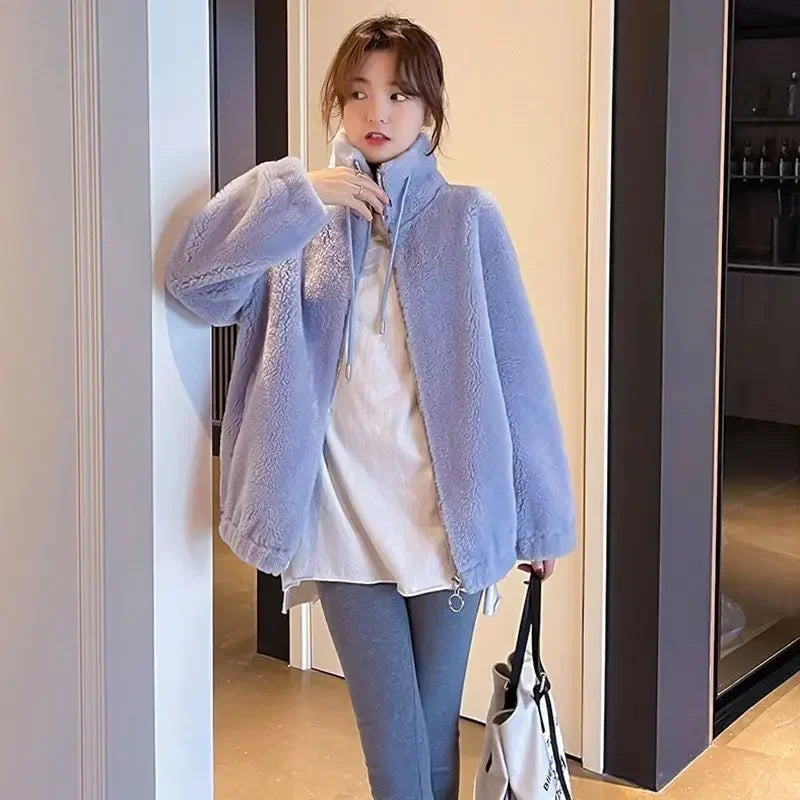 Women’s Casual Jacket – Autumn/Winter 2024, Stand Collar Zipper Coat