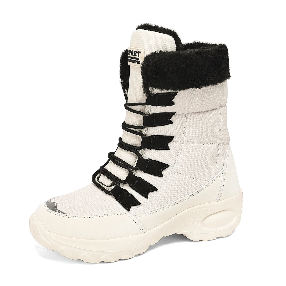 Women’s Mid-Calf Winter Snow Boots – Lace-Up Plush Lined Wedge Street Style Boots