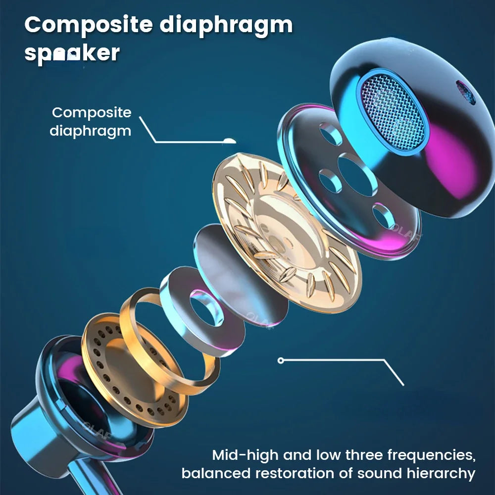 Wireless Earphones 5.3 Neckband, Headphones Gaming LED Display, Stereo Sports Headset Halter, Waterproof Magnetic Earbuds