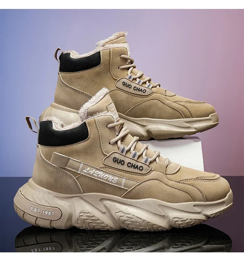 Men’s 2025 Cow Suede Ankle Snow Boots – Handmade Winter Casual Boots