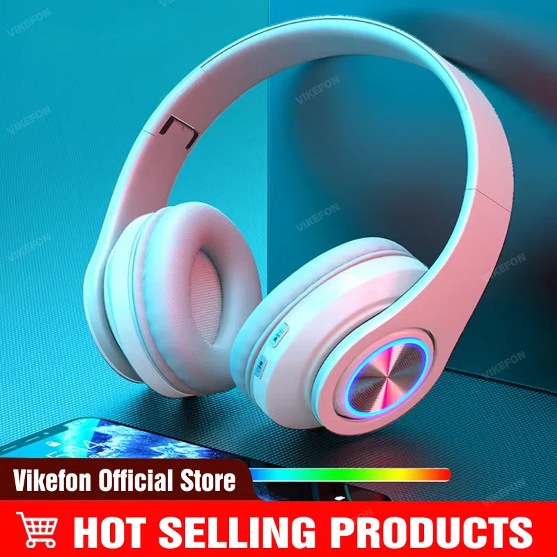 Headsets Gamer Headphones, Blutooth Surround Sound Stereo, Wireless Earphone USB With, MicroPhone Colourful Light PC Laptop Headset