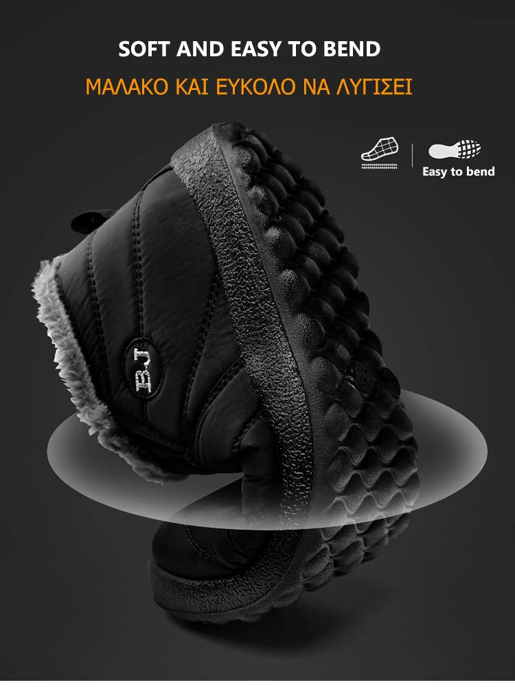 HAJINK Men Winter Sneakers – Waterproof Plush Casual Shoes, Lightweight & Warm