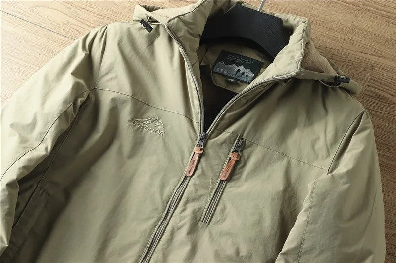 GOYN Men’s Fleece-Lined Casual Jacket – Autumn & Winter Outerwear with Detachable Hood