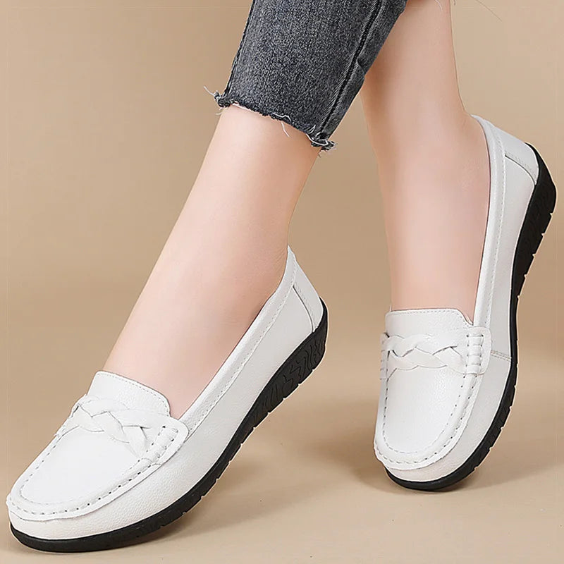 Women’s 2025 Loafers – Slip-On PU Flats, Comfortable Casual Shoes