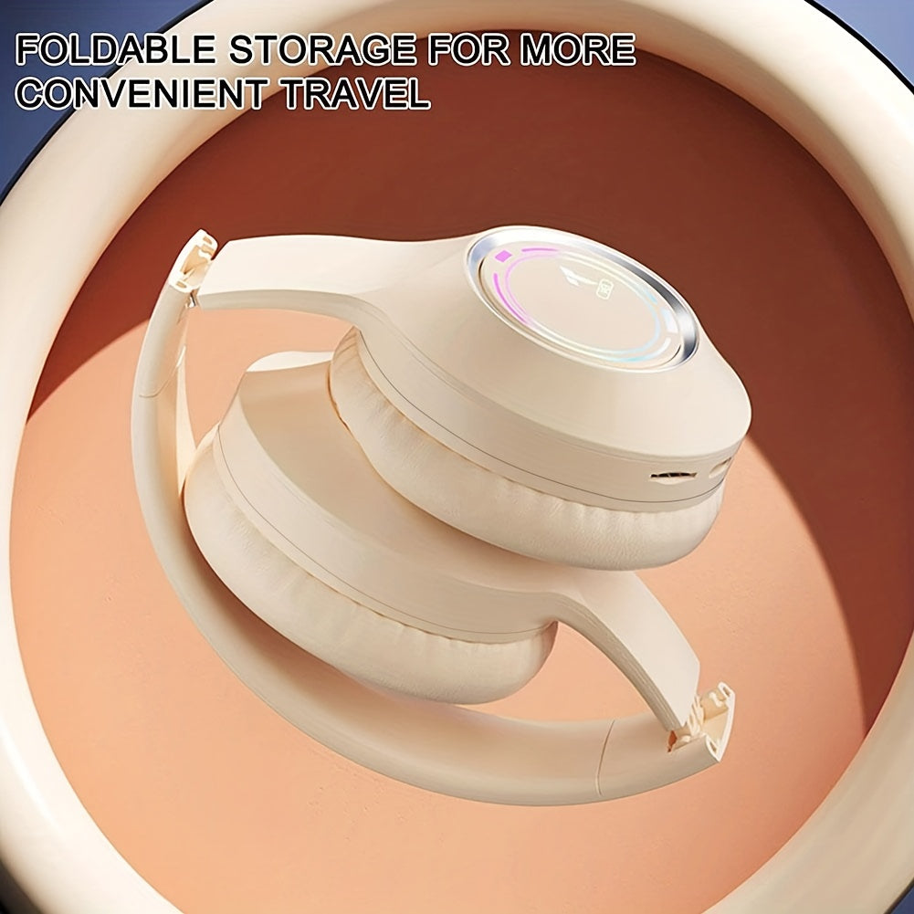 Bluetooth Headphone Wireless, Headset Over The Ear High Fidelity, Bass Stereo With Microphone Music, Gaming Foldable Headsets