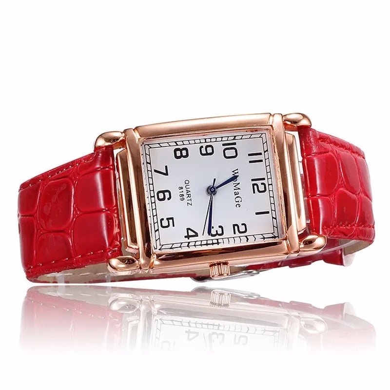 New Fashion Women Watches, Luxury Rectangle, Metal Case, Quartz Wrist Watch, Leather Belt, Top Brand Casual Ladies Watch, Reloj Mujer