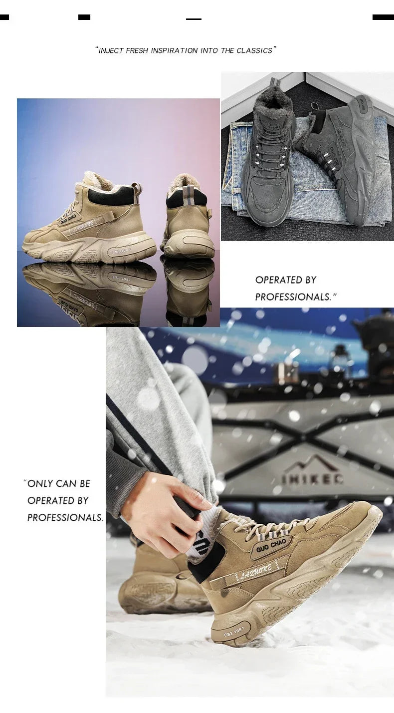 Men’s 2025 Cow Suede Ankle Snow Boots – Handmade Winter Casual Boots