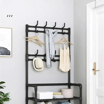 Multi-Layer Shoe and Hat Rack Household Multifunctional Shoes Racks Floor Standing Dormitory Floor Standing Sneaker Coat Cabinet
