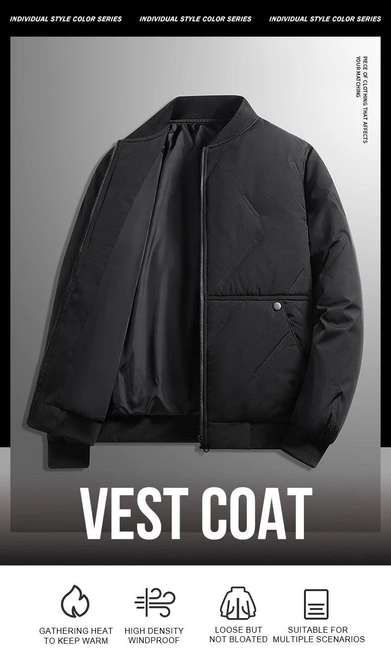 Men’s Casual Polyester Jacket – Daily Autumn & Winter Outerwear with Zipper