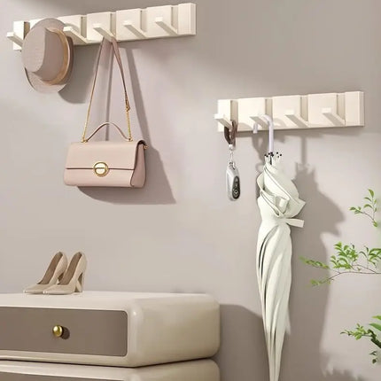 Coat Rack Wall Mount with Hidden HooksDoor and Towel Hooks for Hanging Hats Clothes and Bags in Bathrooms Kitchens and Entryways