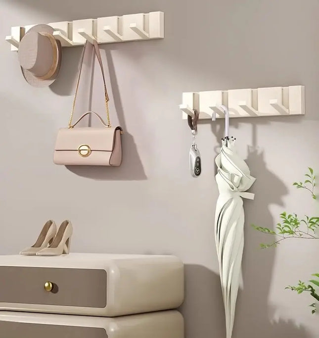 Coat Rack Wall Mount with Hidden HooksDoor and Towel Hooks for Hanging Hats Clothes and Bags in Bathrooms Kitchens and Entryways