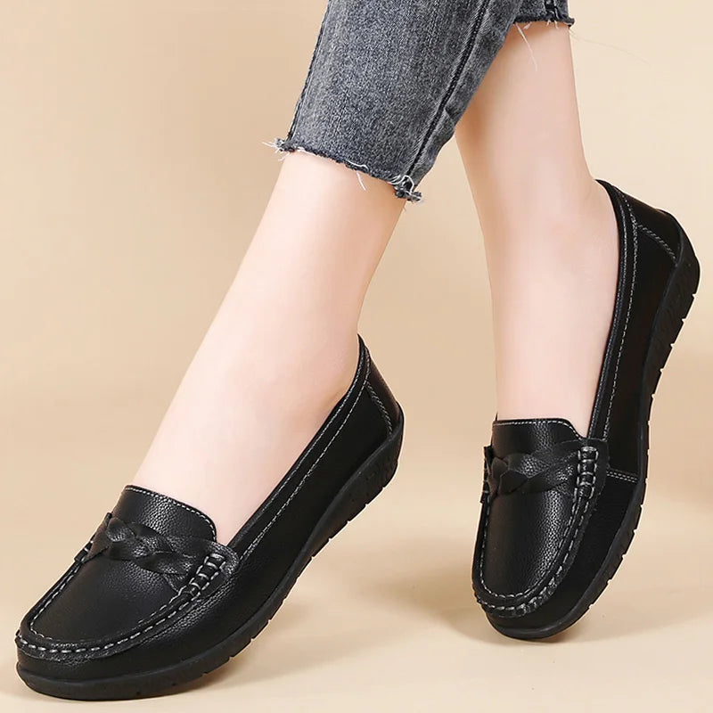 Women’s 2025 Loafers – Slip-On PU Flats, Comfortable Casual Shoes