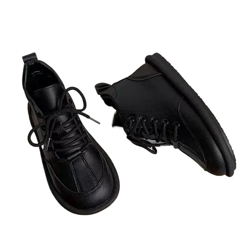 Women’s 2025 PU Lace-Up Flats – Comfortable Daily Platform Shoes