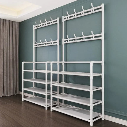 Multi-Layer Shoe and Hat Rack Household Multifunctional Shoes Racks Floor Standing Dormitory Floor Standing Sneaker Coat Cabinet