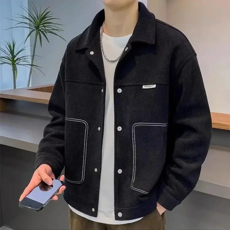 Men’s Casual Jacket – Autumn/Winter 2025, Single Breasted Turn-Down Collar