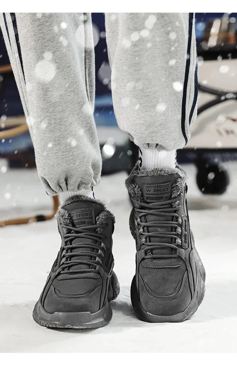 Men’s 2025 Cow Suede Ankle Snow Boots – Handmade Winter Casual Boots