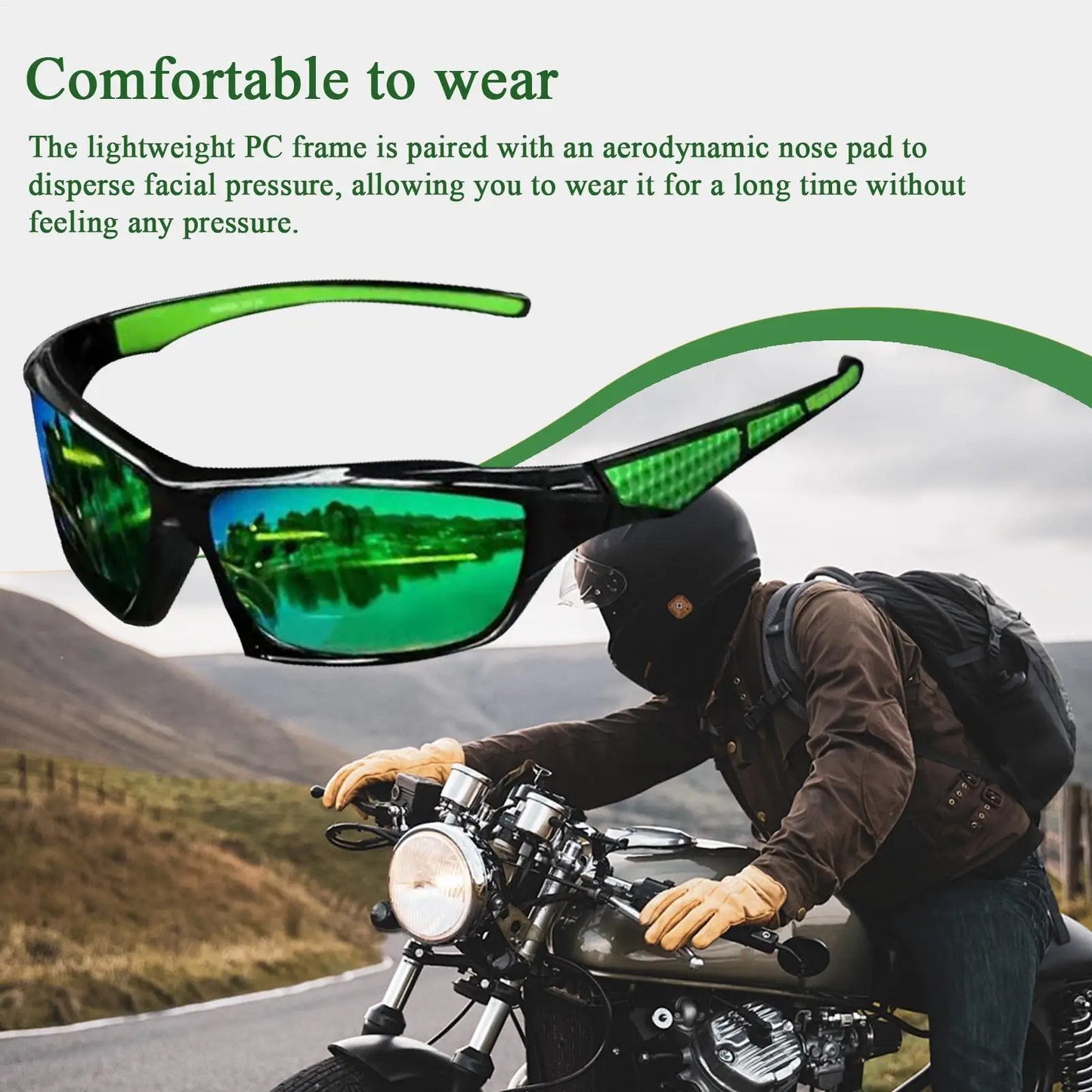 Mens Sun Glasses, Lightweight Sun Glasses, Polarized Sunglasses, Comfortable Lightweight Frame Sport Eyeglasses for Driving Fishing