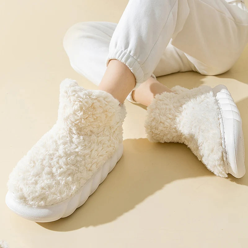 Women’s Winter Warm Cotton Slippers – Plush Lined Indoor/Outdoor Slip-On Home Shoes