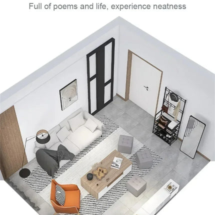 Multi-Layer Shoe and Hat Rack Household Multifunctional Shoes Racks Floor Standing Dormitory Floor Standing Sneaker Coat Cabinet