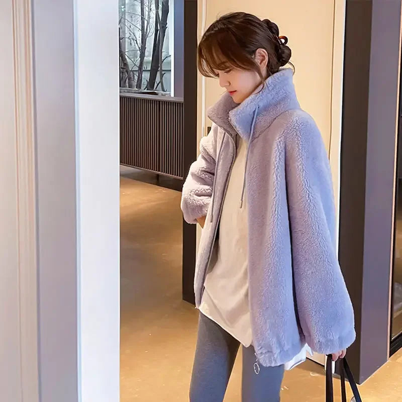 Women’s Casual Jacket – Autumn/Winter 2024, Stand Collar Zipper Coat