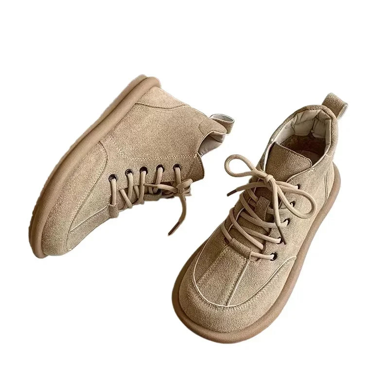 Women’s 2025 PU Lace-Up Flats – Comfortable Daily Platform Shoes