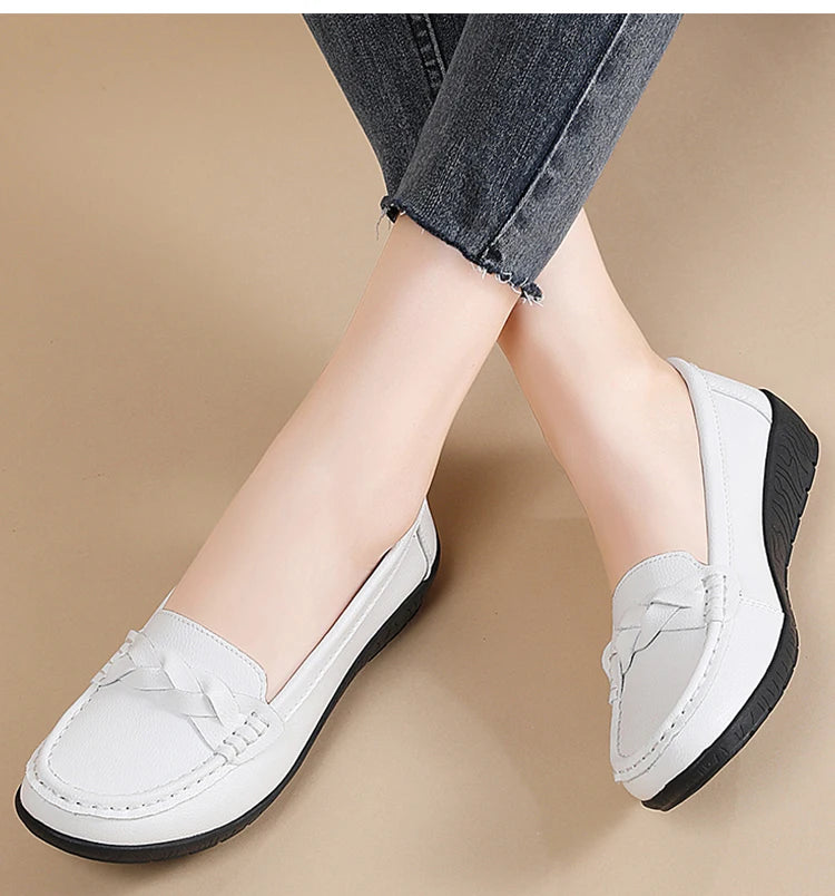 Women’s 2025 Loafers – Slip-On PU Flats, Comfortable Casual Shoes
